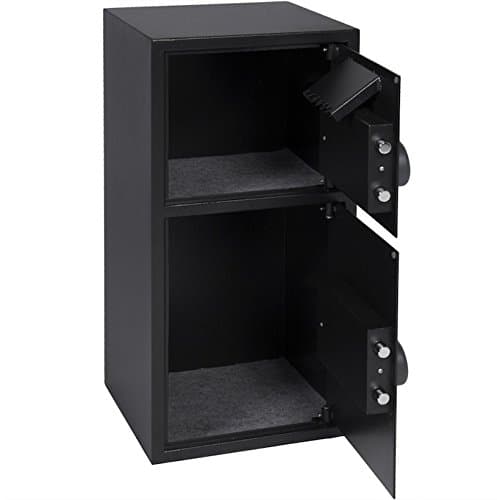 Large Digital Double Door Deposit Safe Drop Slot Lock Box with Electronic Lock and Keys Home and Office Use Heavy Duty Steel Keeps Valuable Items Secure Cash Money Jewelry Gun Book Safety