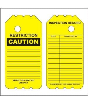 Scaffold Tags- 25 6" Disposable Plastic Tags- Yellow "Caution"