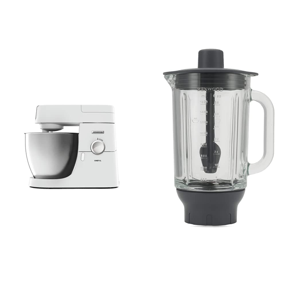 Stand Mixer for Baking, Stylish Food Mixer, with K-beater, Dough Hook, Whisk and 6.7 Litre Bowl, 1200 W, KVL4100W, White & KAH359GL Blender Attachment for Kitchen Machines