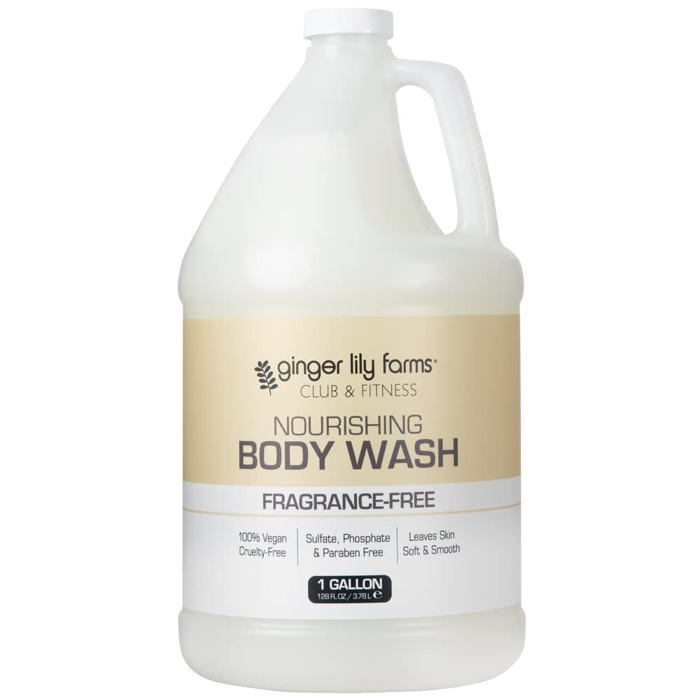 Club & Fitness Nourishing Body Wash, 100% Vegan & Cruelty-Free, Bath & Shower Gel for Men and Women, Fragrance Free, 1 Gallon (128 fl. oz.) Refill