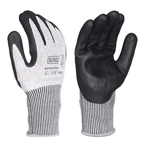 Supported Safety Hand Gloves With 15 Gauge Grey Hpp Liner & Nitrile Coating|Safety Gloves For Mechanical Risk & Multipurpose Use For All Industries|Size-L| BXPG0355IN-L
