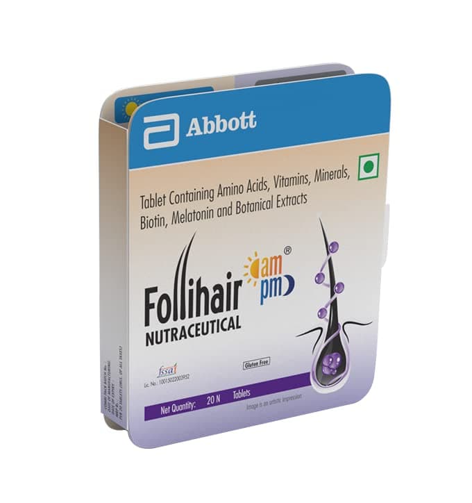 Follihair Ampm 20S Tablet By Abbott|Helps Nourish & Strengthen Hair Follicles|Amino Acids,Vitamins,Minerals & Natural Extracts Tablets,Pack of 1, 100 grams