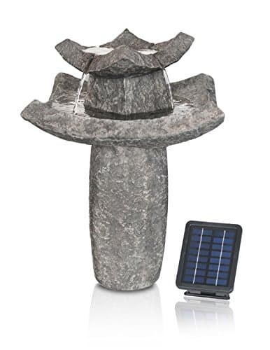 Primrose 62cm Solar Powered 2 Tier Pavillion Bird Bath Water Feature Outdoor Garden Cascade Fountain