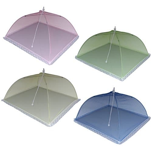 Zicome Colorful Mesh Food Cover Tents, Pop-up and Collapsible, 4 Pack, 17" x 17" x 11"