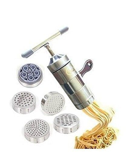 Stainless Steel Manual Noodles Press Machine Pasta Maker with 5 Noodle Mould