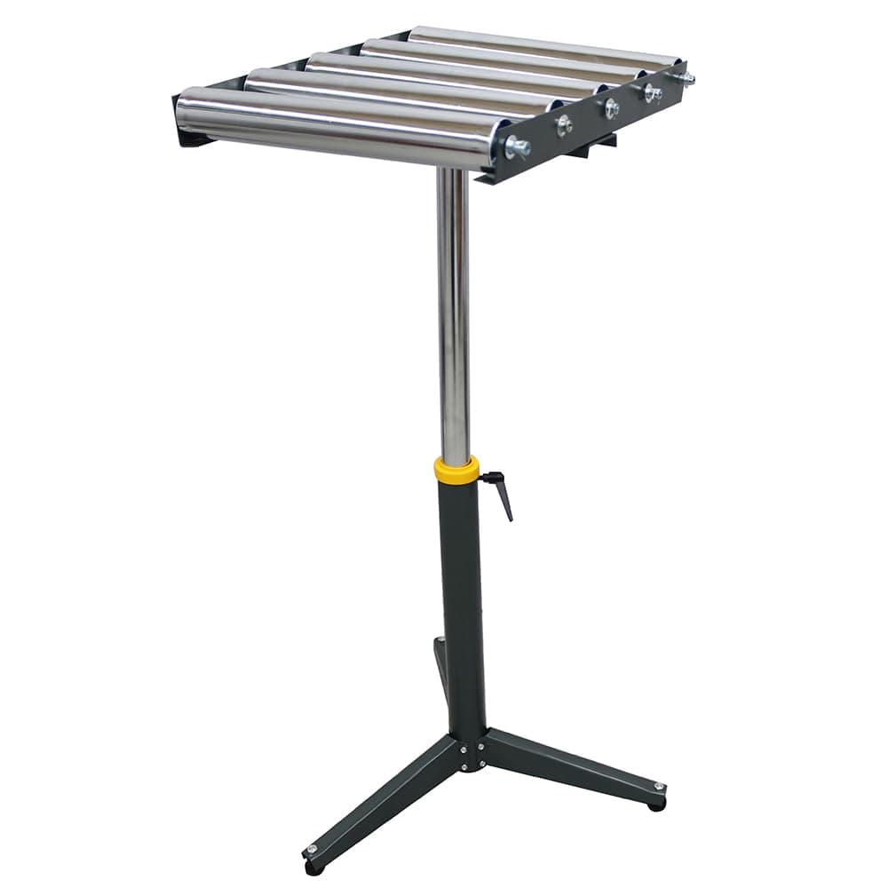 5-Roll Adjustable Height Conveyor Stand - 250 lbs Capacity, 23.9"-41.6" Height Range, Chrome-Plated Rollers for Heavy-Duty Material Handling