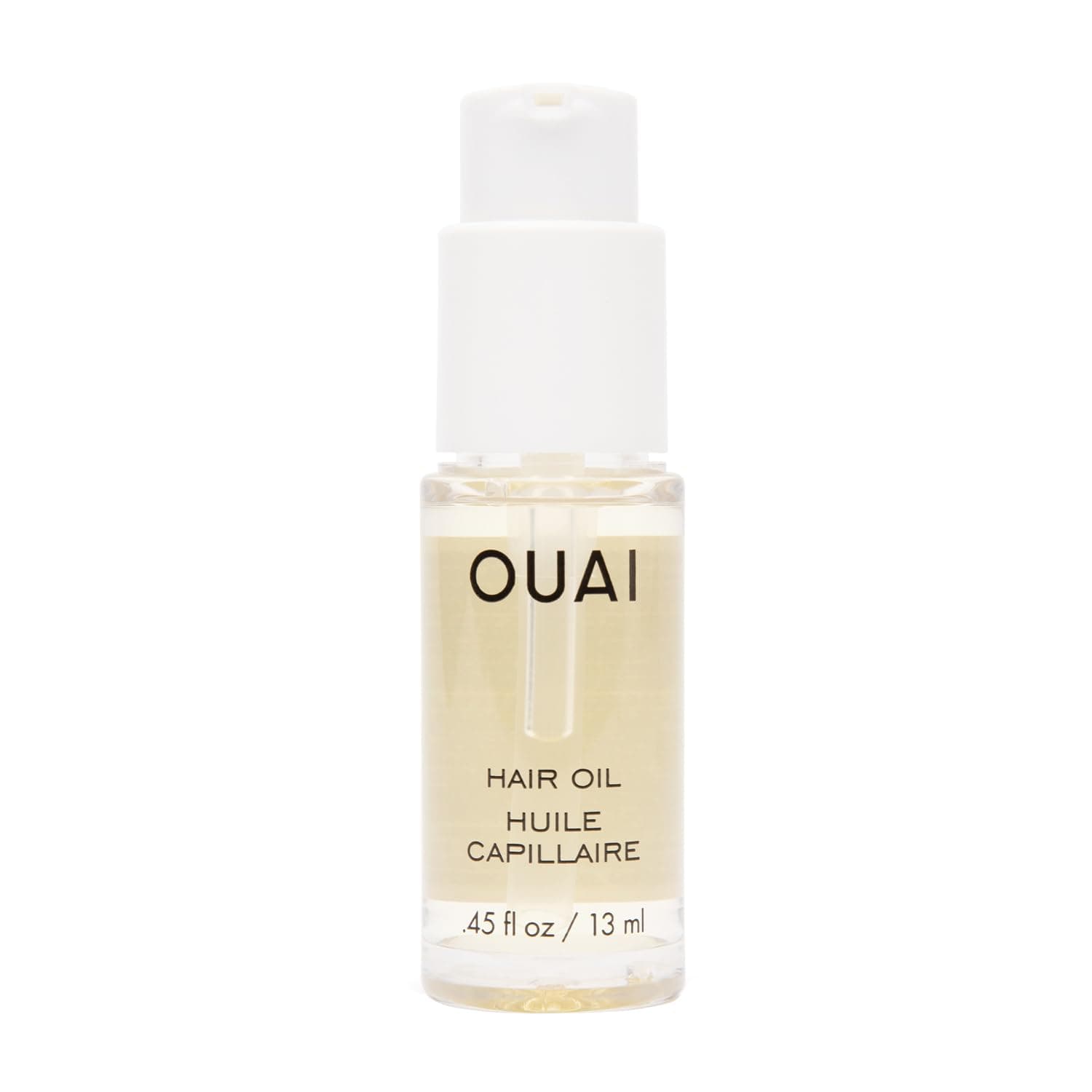- OUAI Hair Oil Travel Size - Hair Heat Protectant Oil for Frizz Control - Adds Shine and Smooths Split Ends - Color Safe Formula - Paraben, Phthalate and Sulfate Free (0.45 oz)