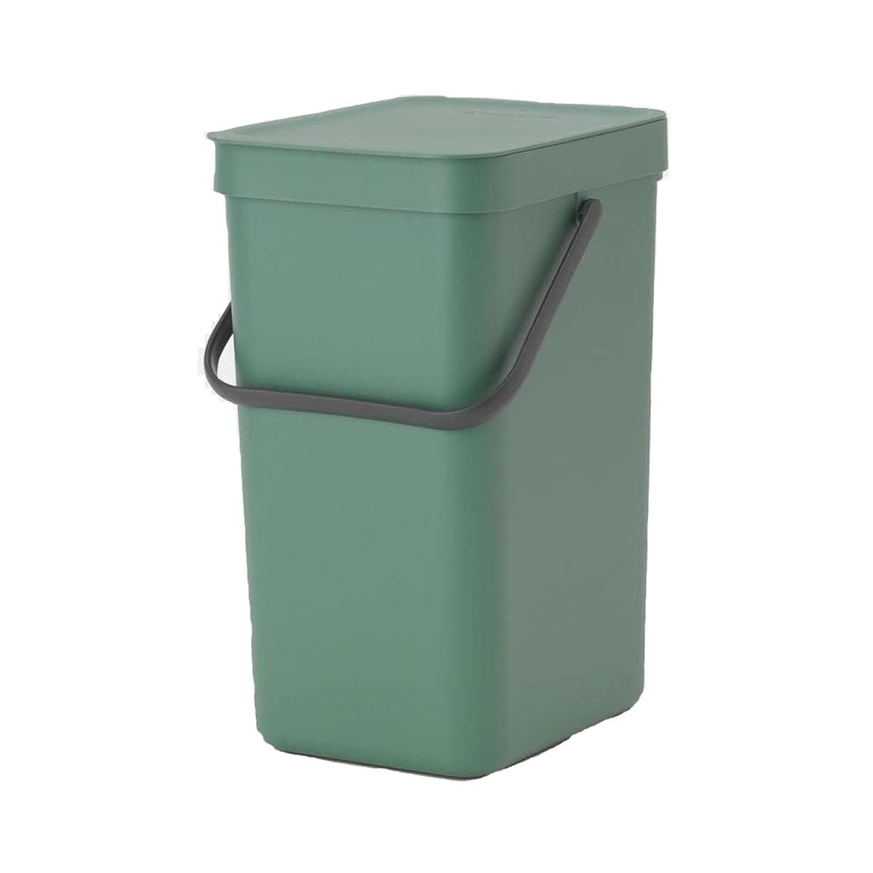 Sort & Go Kitchen Recycling Bin | S / 3.2 Gal / 12L | Fir Green | Removable Stay-Open Lid, Carry Handle | Trash Can for Bottles, Cans, Paper, Glass | Wall-Mounting Bracket Included