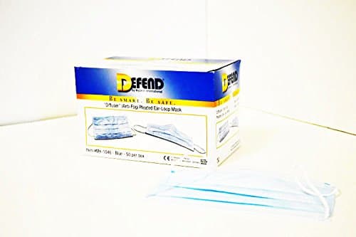 DEFEND- Diffuser (Anti-Fog) Ear-loop Pleated Mask Blue 50 bo 113691 Us Depot