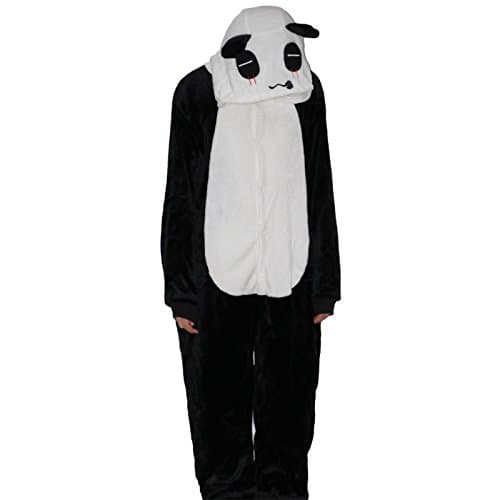 Flannel christmas pajamas Adult Unisex Pajamas Cartoon giraffe bear panda eeyore Animal Halloween Cosplay Costume Hoodie Onesie Sleepwear (M, panda)