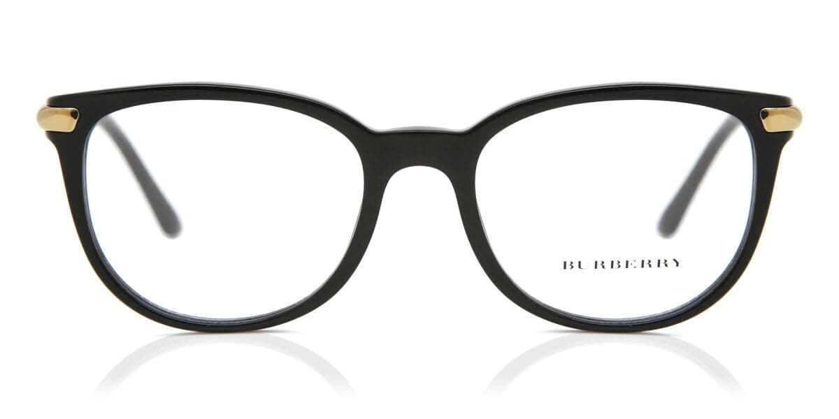 Burberry BE 2255Q 3001 Black Plastic Square Eyeglasses 51mm