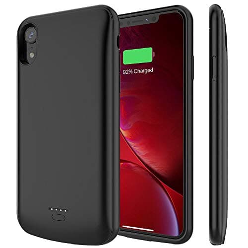 Snowpink iPhone XR Battery case,5000mAh Slim Support Headphones Upgraded version Rechargeable Extended Battery Pack Protective Charging Case Compatible iPhone XR -(6.1-inch) Black