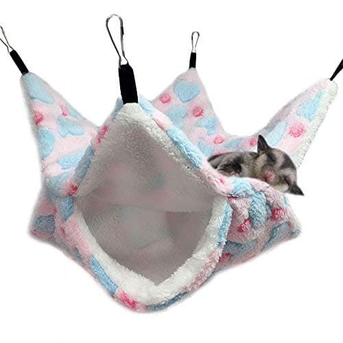 Oncpcare Small Pet Cage Hammock, Bunkbed Sugar Glider Hammock, Guinea Pig Cage Accessories Bedding, Warm Hammock for Parrot Ferret Squirrel Hamster Rat Playing Sleeping