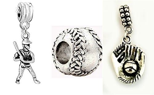 EWT Pandora Compatible Baseball Bat glove Player Ball European DIY Bracelet Necklace charm Pendant