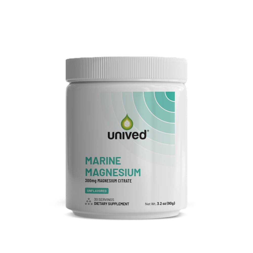 Unived Marine Magnesium, Aquamin Magnesium Citrate 300mg from Sea Water, Nerve Function, Muscle Health, Sleep and Recovery Support, 30 Servings