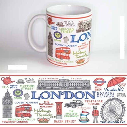 ARTIST DESIGNED COFFEE/TEA MUG - Art/Artwork Comes From A Collection Of Licensed Classic, Retro, Vintage, Antique And Original Designs - This "London" Mug Has A Lovely London, England, United Kingdom Landmarks Theme - Perfect For A Delicious Cup Of Coffee, Tea, Hot Chocolate & More! - Makes A Wonderful Gift!
