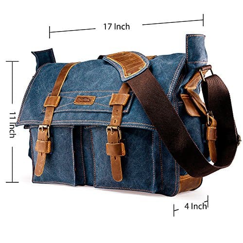 Messenger Bag for Laptop Vintage Canvas Leather Crossbody Satchel Shoulder Computer Bag Travel Office Messenger Bag