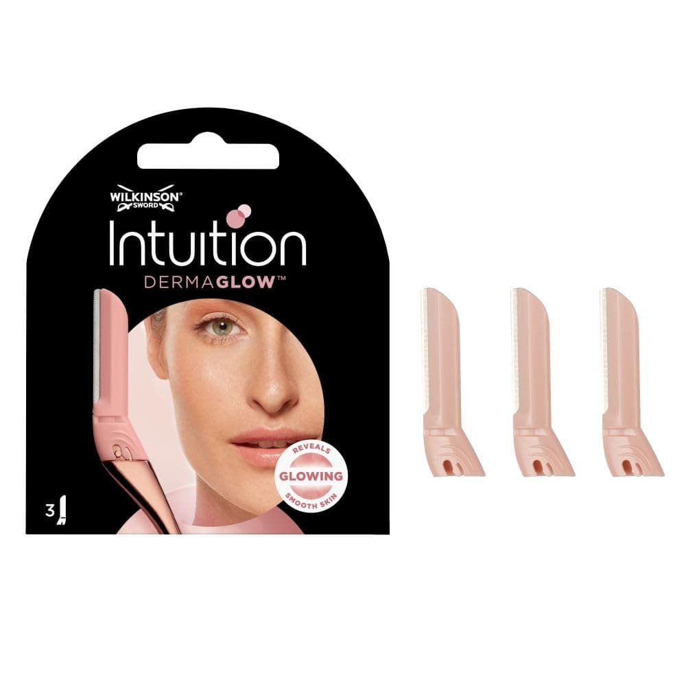 WILKINSON SWORD - Intuition Dermaglow For Women | Facial Hair Remover and Exfoliating Dermaplanning tool | Pack of 3 Blade Refills