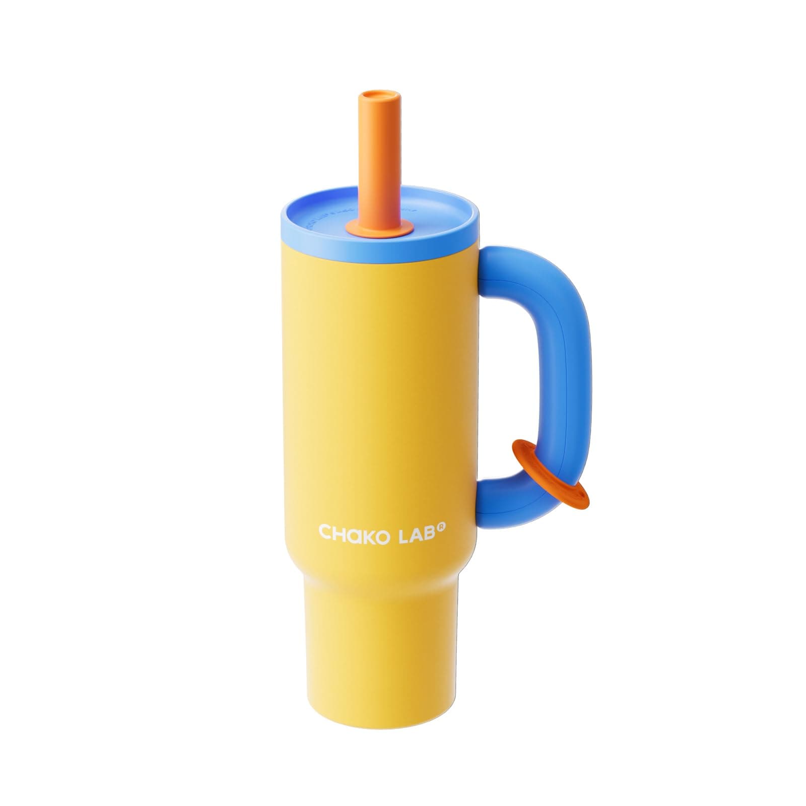 BaWang Insulated Stainless Steel Tumbler | Tumbler with Handle and Straw 33oz | Cup Holder Friendly for Travel | Leakproof Water Bottle | BPA-Free | 316 stainless steel liner| yellow&blue