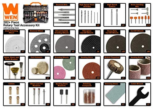 Wen 230282A 282-Piece Rotary Tool Accessory Kit with Carrying Case