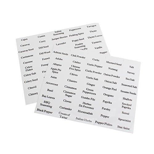 100 Spice Labels | 96 Most Common Spices + 4 Blank Labels by Contemporary Kitchen. Clear PVC Sticker and Black Lettering