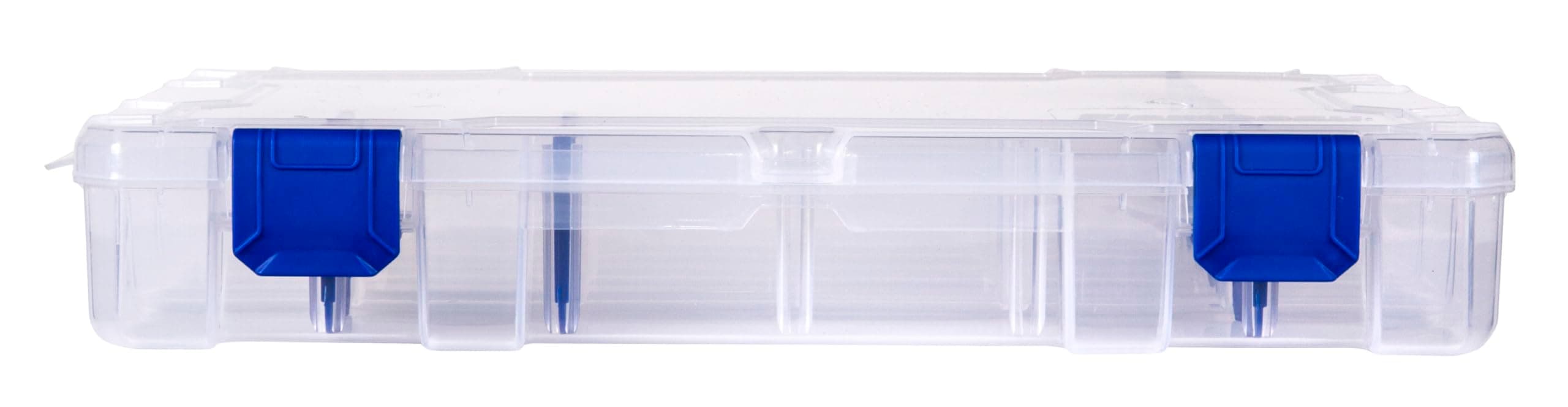 Flambeau Outdoors 4007 Tuff Tainer Fishing Tackle Box with Zerust Anti-Rust Dividers - Includes 12 Dividers, 24 Compartments, Clear Fishing Lure Organizer - 11" x 7.25" x 1.75"