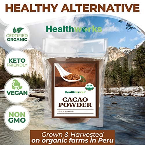 Healthworks Cacao Powder (64 Ounces / 4 Pounds) (4 x 1 Pound Bags) | Cocoa Chocolate Substitute | Certified Organic | Sugar-Free, Keto, Vegan & Non-GMO | Peruvian Bean/Nut Origin