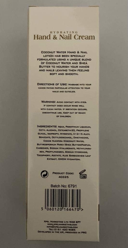 3 x 100ml XBC Revitalising Coconut Water Hydrating Hand & Nail Cream