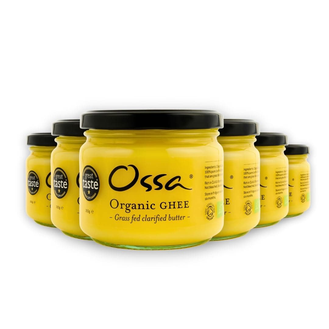 Organic Ghee – Traditional Clarified Butter from British Grass-Fed Cows | Keto, Paleo & Whole30 Friendly | Lactose-Free, Organic Cooking Fat | 265g Jars (Pack of 6)