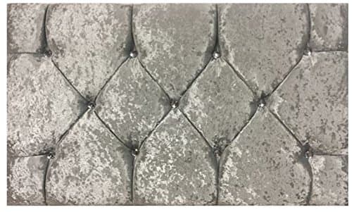 CRUSH VELVET CHESTERFIELD DESIGN BED HEADBOARD - 26 INCH HEIGHT - VARIOUS COLOURS - SINGLE DOUBLE KINGSIZE (2FT6 SMALL SINGLE, Grey/Ivory/Silver)