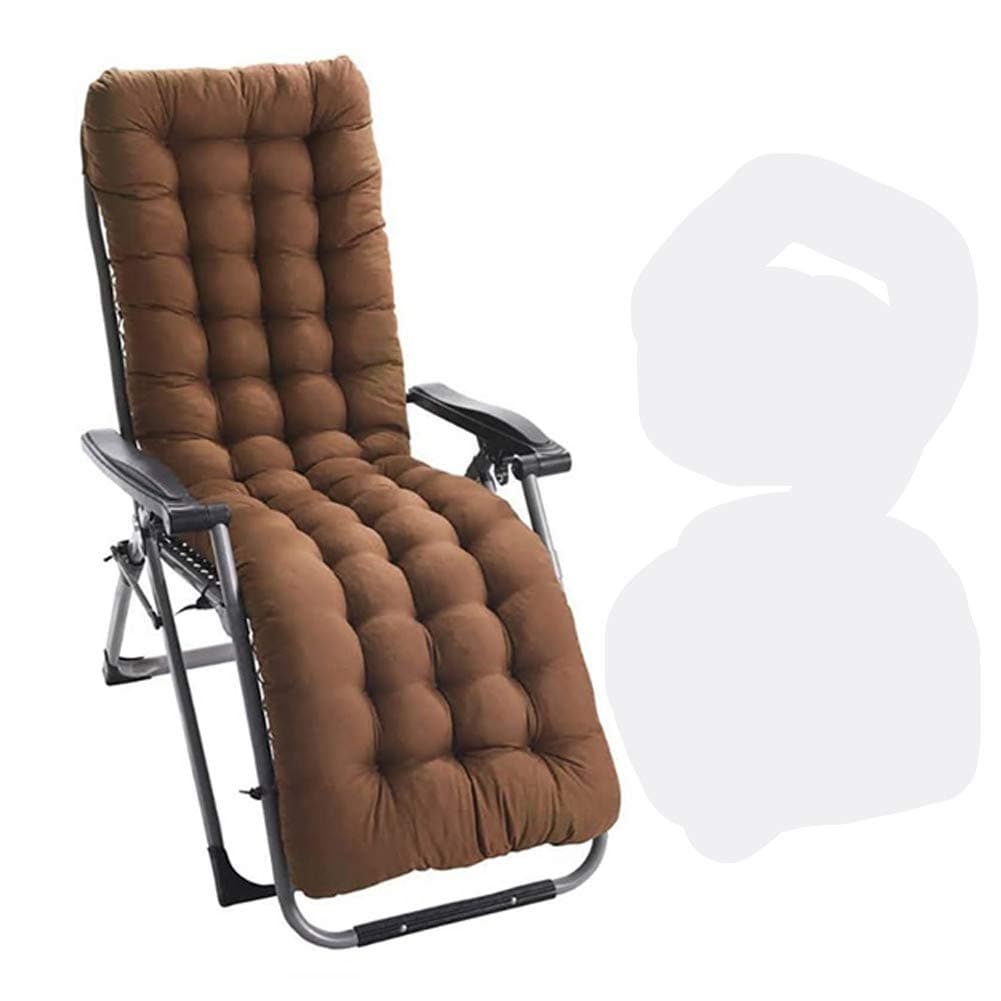 Patio Chaise Lounger Cushion, Indoor/Outdoor Chaise Lounger Cushions Rocking Chair Sofa Cushion with 6 Ties,Thick Padded Chaise Lounger Swing Bench Cushion，61Inch (Coffee)