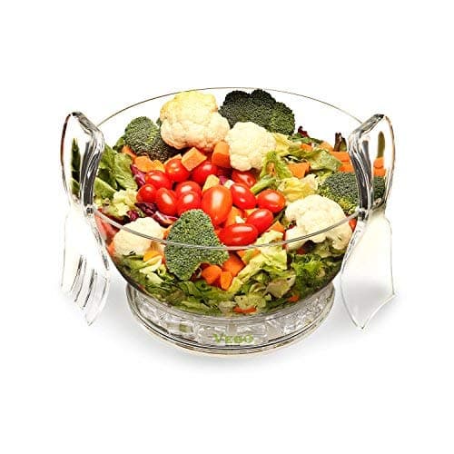 High Quality Salad Bowl On Ice with dividers and utensils - Portable Fruit and Vegetable Bowl That is Sure to Last Long - Ideal Gift Idea By VeBo