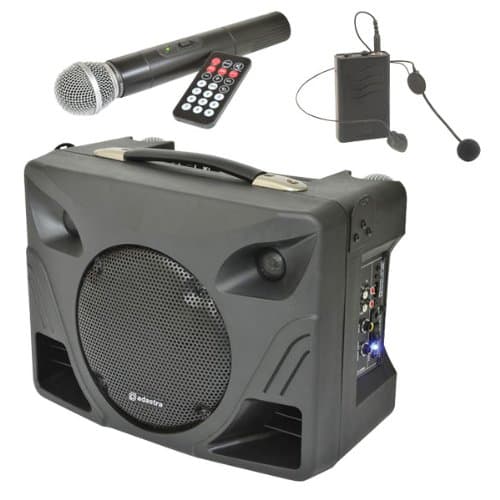 Electro Supplies 50w Lightweight Portable PA System with Wireless Headset & Handheld Microphone