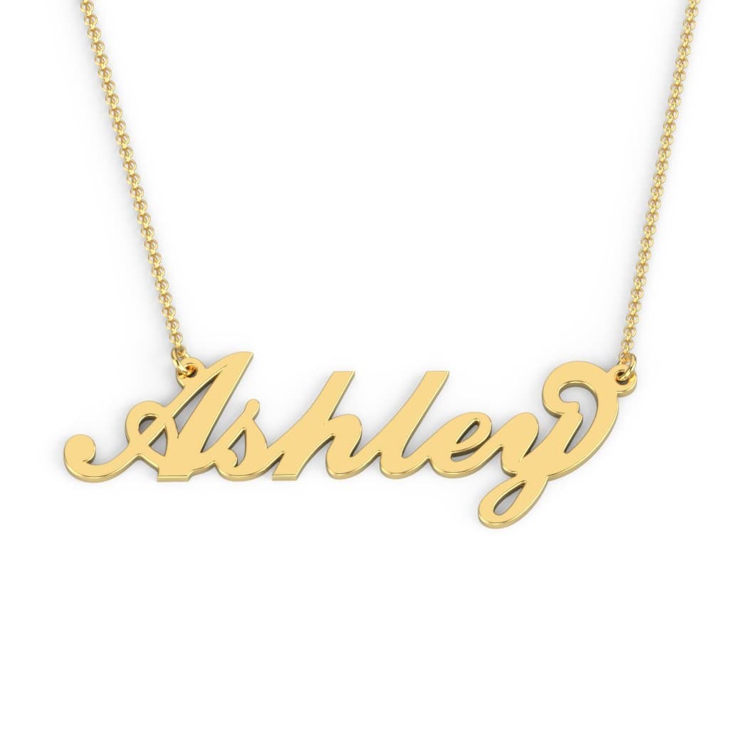 14K Personalized Name Necklace in Flourish Font by JEWLR