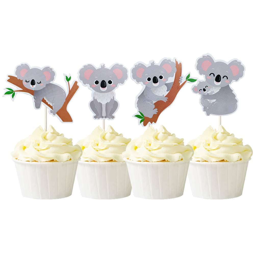 Mulukaya 24Pcs Koala Cupcake Toppers Cake Picks for Wild Animal Birthday Wedding Party Supplies