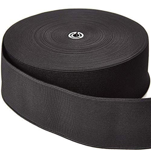 Black Quality Strong Flat Woven Elastic (50 mm) 2 inches Wide stiff strong flexable X 1Metres / 3 ft Approx