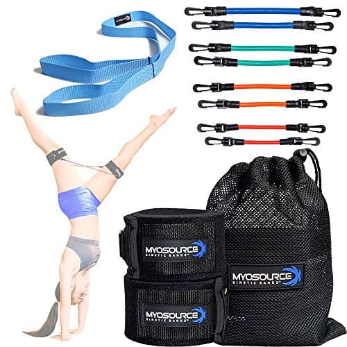 Kinetic Bands Gymnastics Fitness Training Combo with Free Stretching Strap Helps Gymnasts Strengthen Legs, HIPS, Hip Flexors and Core Muscles to Improve Balance, Flexibility, and Body Control