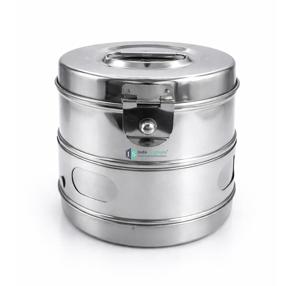 IS IndoSurgicals Stainless Steel Dressing Drums, 6" X 6"