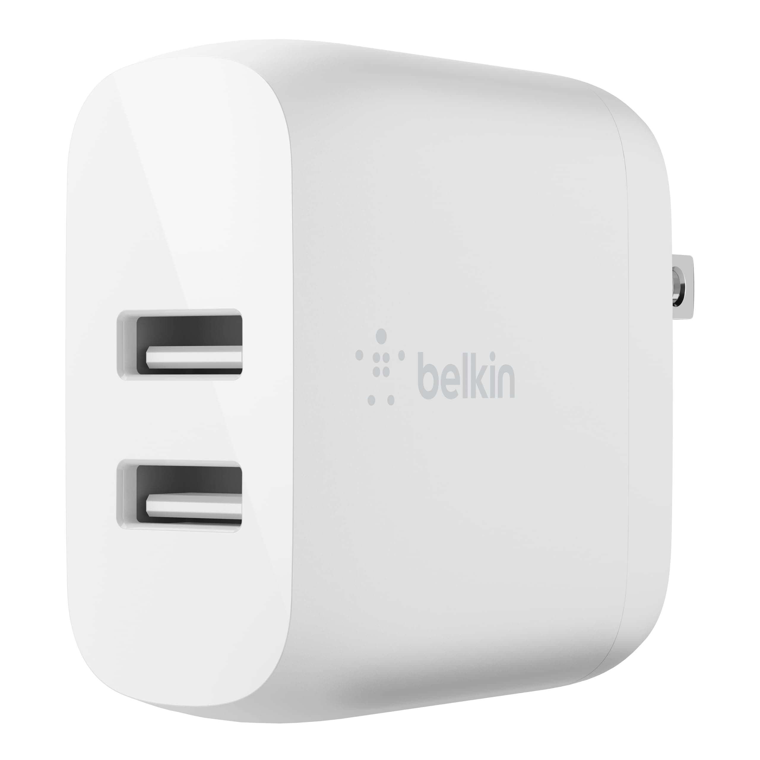 Belkin Dual Port USB Charger Block 24W - iPhone Charger Fast Charging - iPhone 17, Air, Pro, Pro Max, iPad, AirPods, Apple Watch, Samsung Galaxy S25, Nintendo Switch 2 & More - Cable Not Included