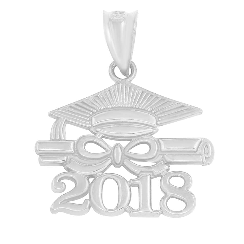 925 Sterling Silver Diploma & Cap Charm 2018 Graduation Charm Pendant