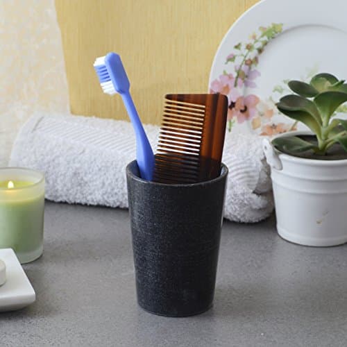 Genuine Black Marble Stone Tumbler Tooth Brush Comb Holder