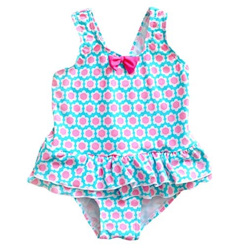 Saidi Girls Swimsuit one Piece Swim Suit Hollow-Out Wave Stripe Swimwear Blue (2T)