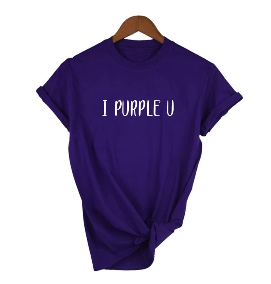 BTS T Shirt Purple Short Sleeve Bangtan Boys Letter Printed Cute T-Shirt K Pop Merchandise (I Purple You(Purple), S)