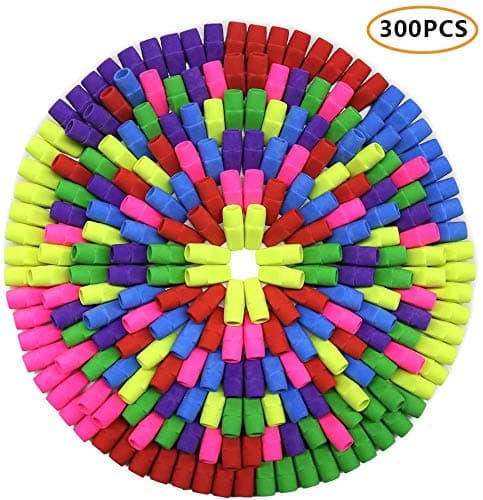 Habbi 300pcs Pencil Top Erasers, Cap Erasers, Assorted Colors Pencil Eraser Toppers, Pencil Erasers for Kids, School Supplies for Classroom and Teachers