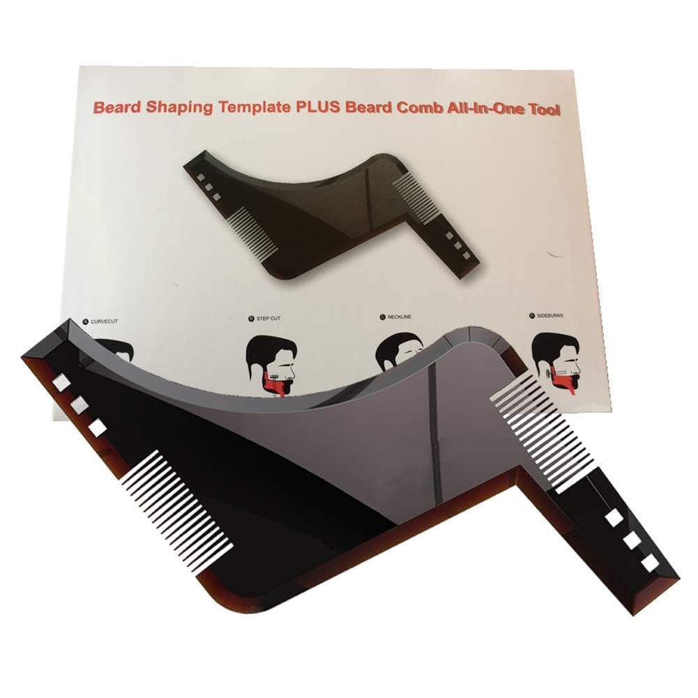 Beard Shaping Tool Template. Beard Shaper Tool for line up & Edging, Men's Facial Hair Hairline Perfect Symmetric Lines and Trim with Beard Trimmer Hair Clipper or Razor.(Brown)