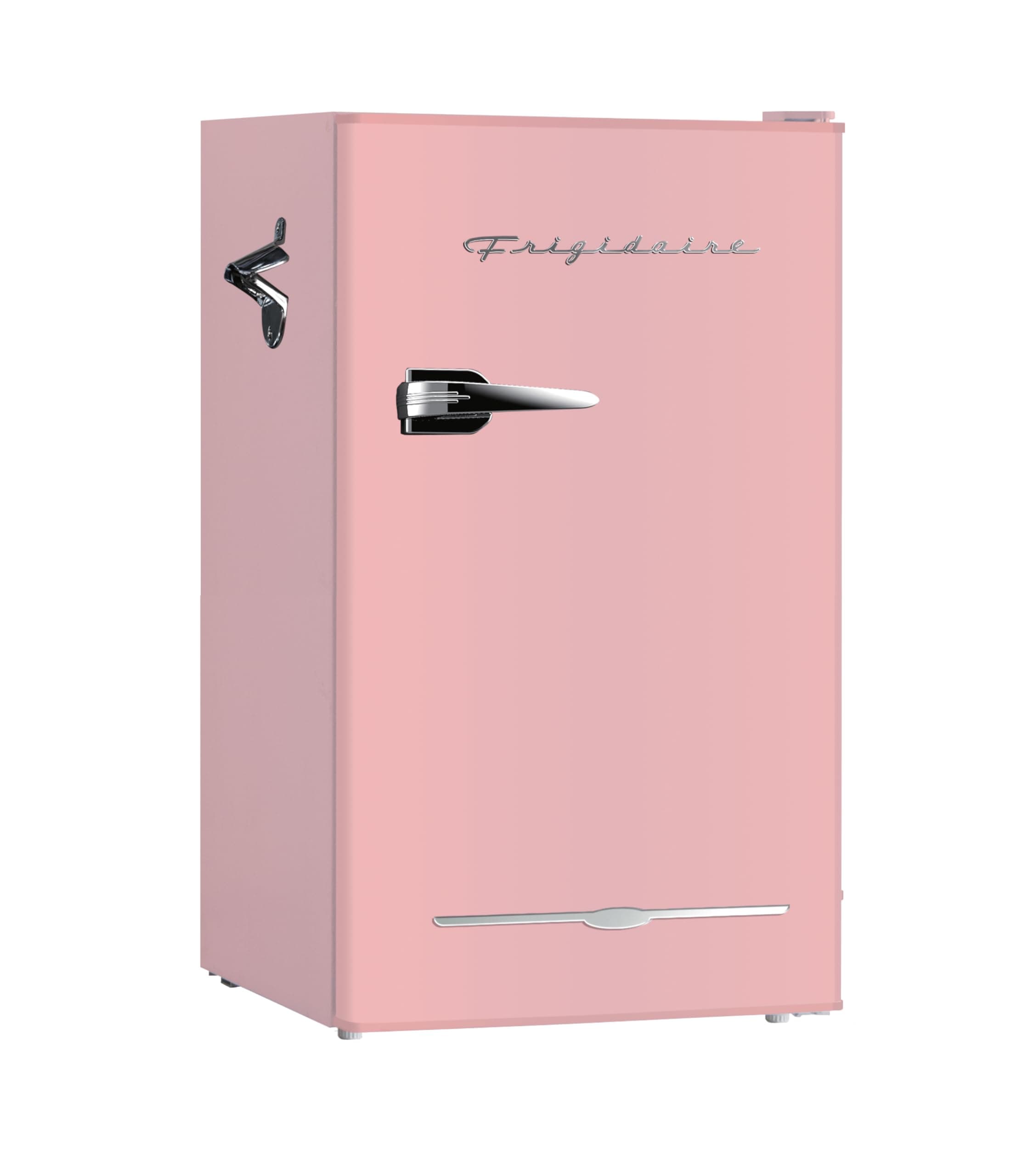 EFR376 Retro Bar Fridge Refrigerator with Side Bottle Opener, 3.2 cu. Ft, Pink/Coral