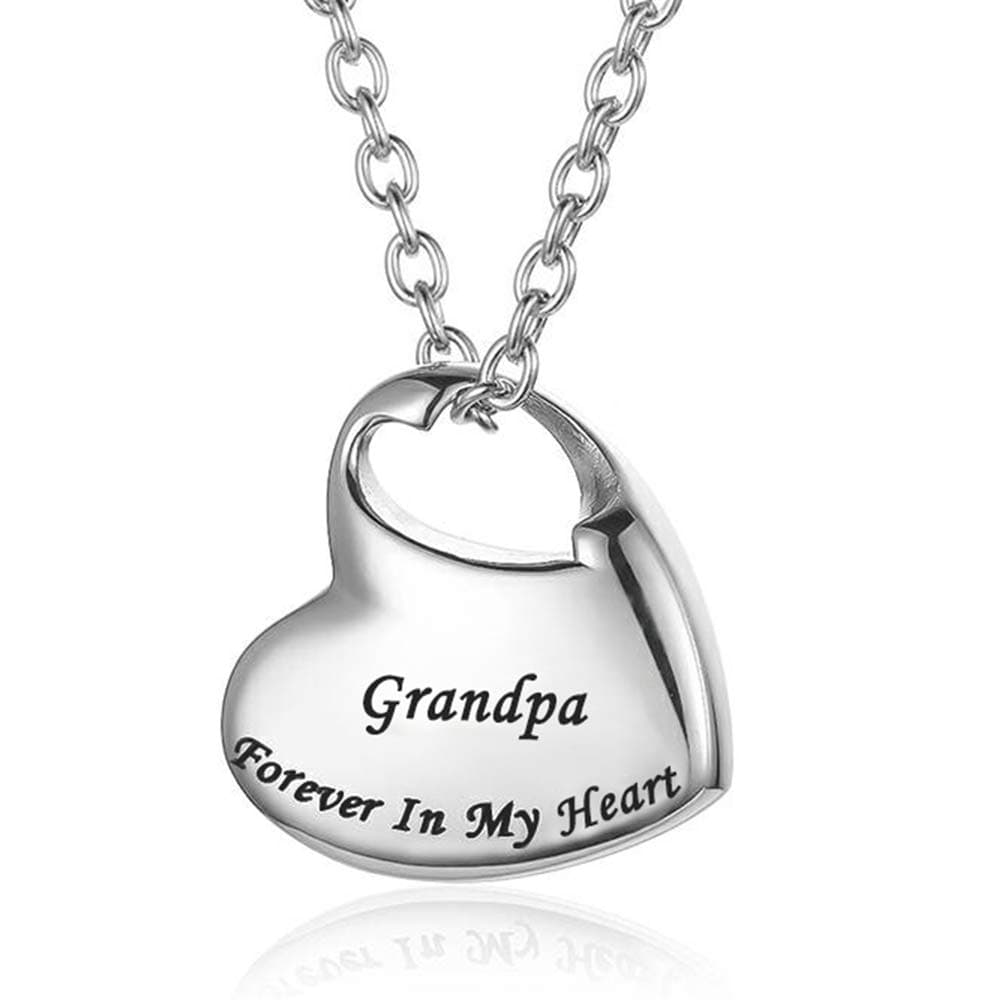 GisunyeGisunye Cremation Urn Necklace for Ashes Urn Jewelry,Forever in My Heart Carved Stainless Steel Keepsake Waterproof Memorial Pendant for mom & dad with Filling Kit