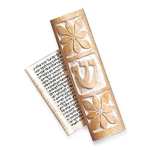 Mezuzah Scroll Case For Door - Caesarea Arts JERUSALEM STONE MEZUZAH WITH A CORONET DESIGN - Large (Bundle)