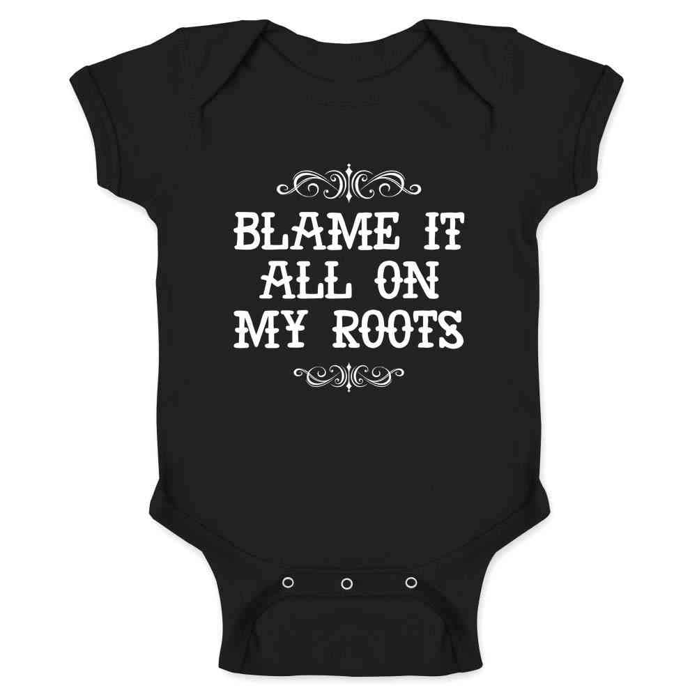 Blame It All On My Roots Country Music Cute Funny Western Infant Baby Boy Girl Bodysuit