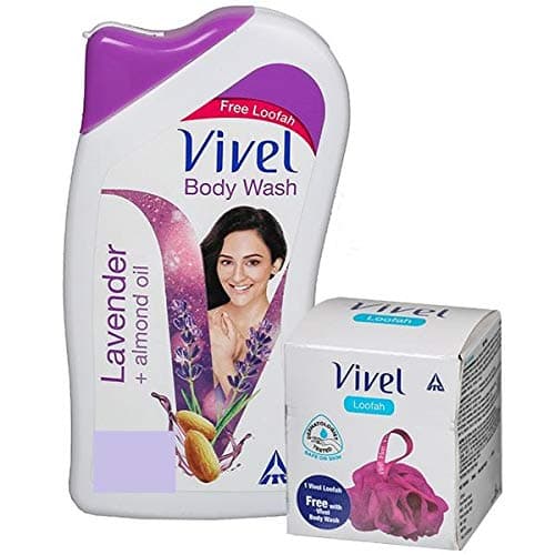 Vivel Lavender Almond Oil Body Wash, 100ml With Vivel Loofah Free